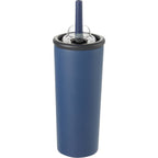 Kyser Tumbler with Straw and Dual Lid, 20 oz Full Color - Navy - Back 2