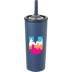 Kyser Tumbler with Straw and Dual Lid, 20 oz Full Color - Navy - Front