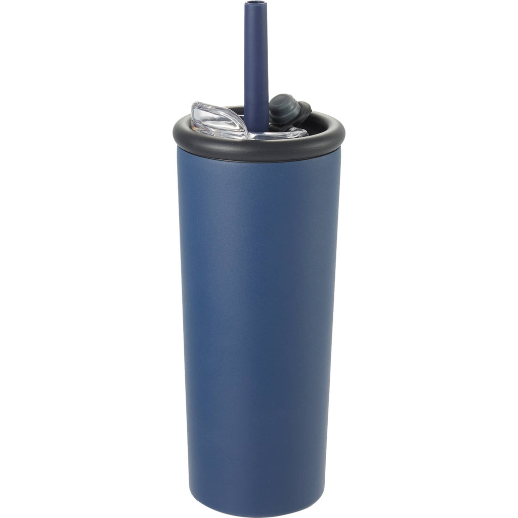 Kyser Tumbler with Straw and Dual Lid, 20 oz Full Color - Navy - Left Angle 2