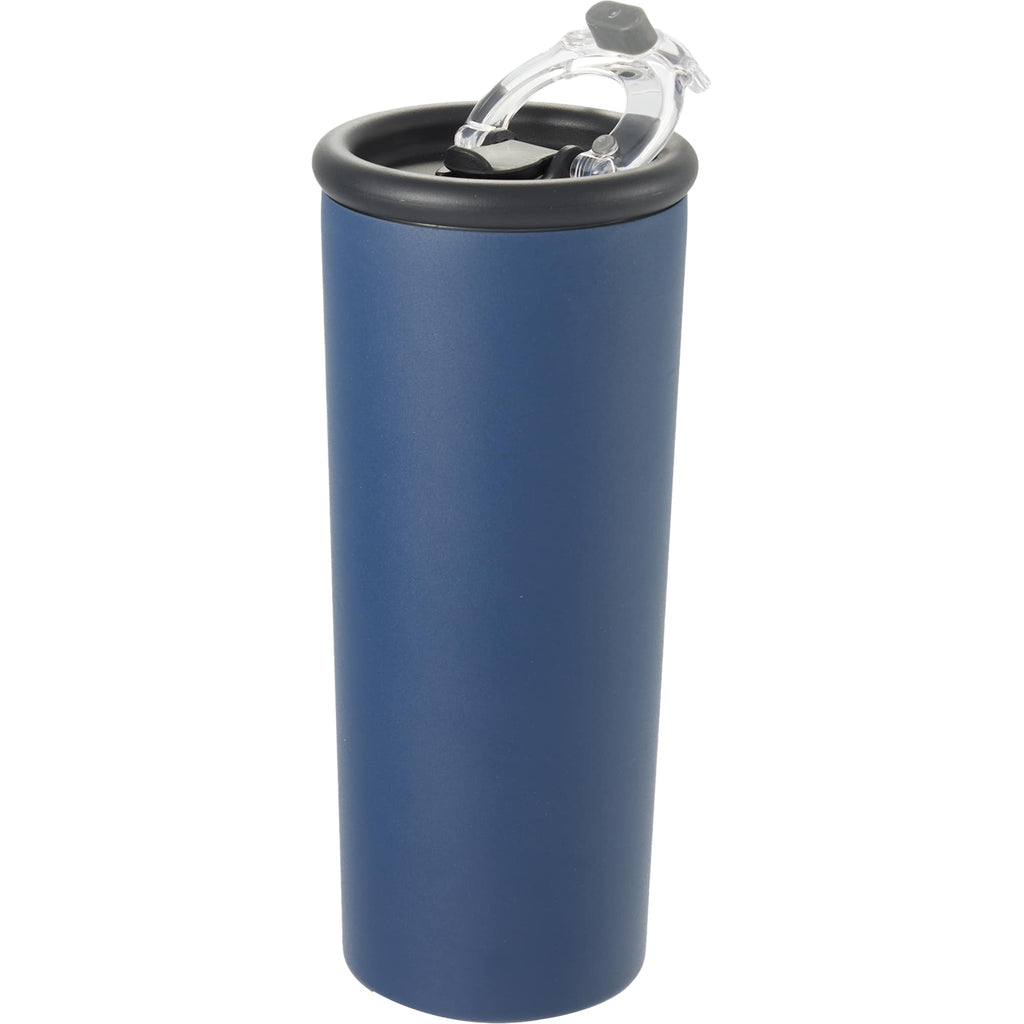 Kyser Tumbler with Straw and Dual Lid, 20 oz Full Color - Navy - Left Angle