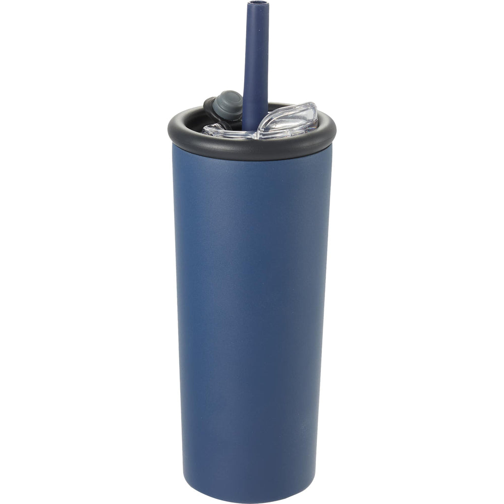 Kyser Tumbler with Straw and Dual Lid, 20 oz Full Color - Navy - Right Angle 2