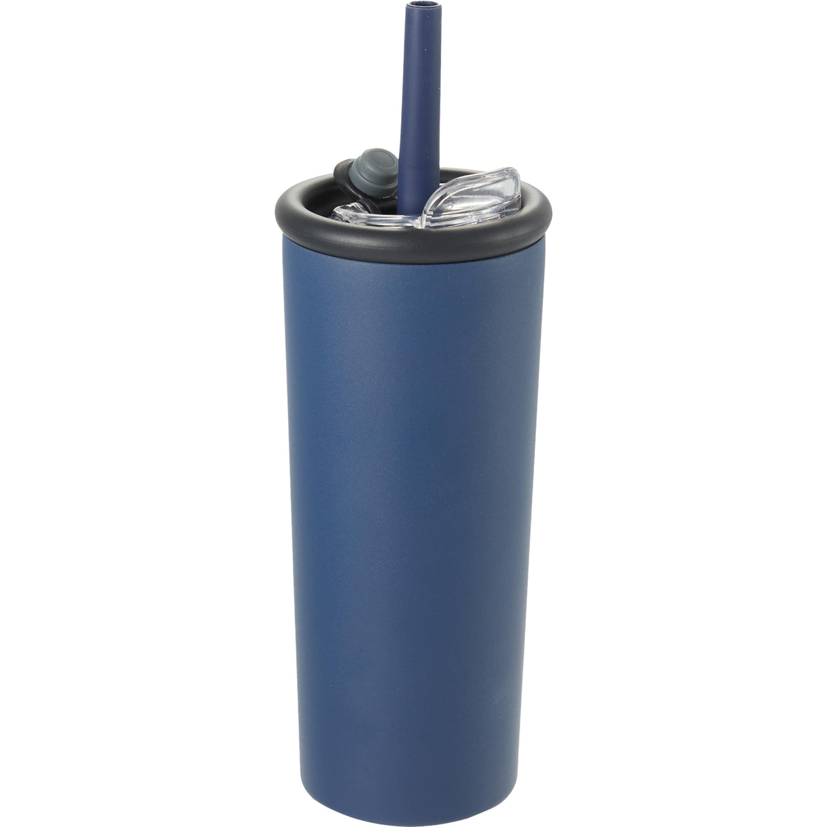 Kyser Tumbler with Straw and Dual Lid, 20 oz Full Color - Navy - Right Angle 2