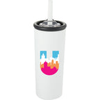 Kyser Tumbler with Straw and Dual Lid, 20 oz Full Color - White - Front