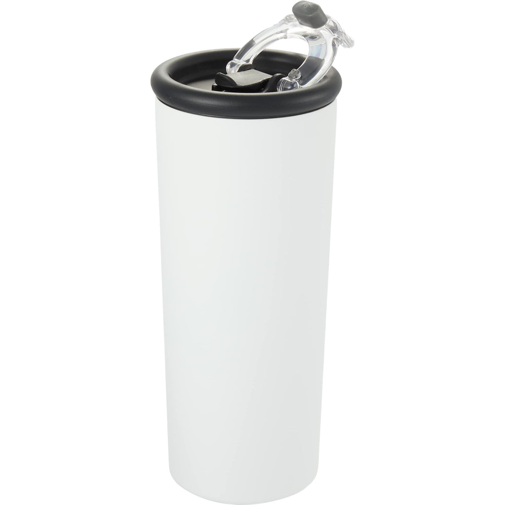 Kyser Tumbler with Straw and Dual Lid, 20 oz Full Color - White - Left Angle