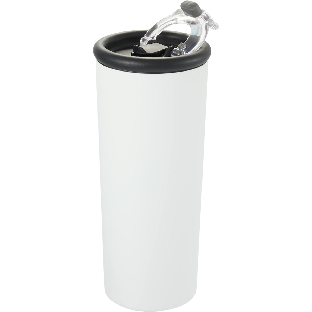 Kyser Tumbler with Straw and Dual Lid, 20 oz Full Color - White - Left Angle