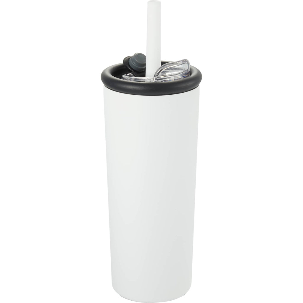 Kyser Tumbler with Straw and Dual Lid, 20 oz Full Color - White - Right Angle 2