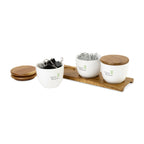 La Cuisine Acacia Appetizer Board with Ceramic Bowls - Wood - View 3