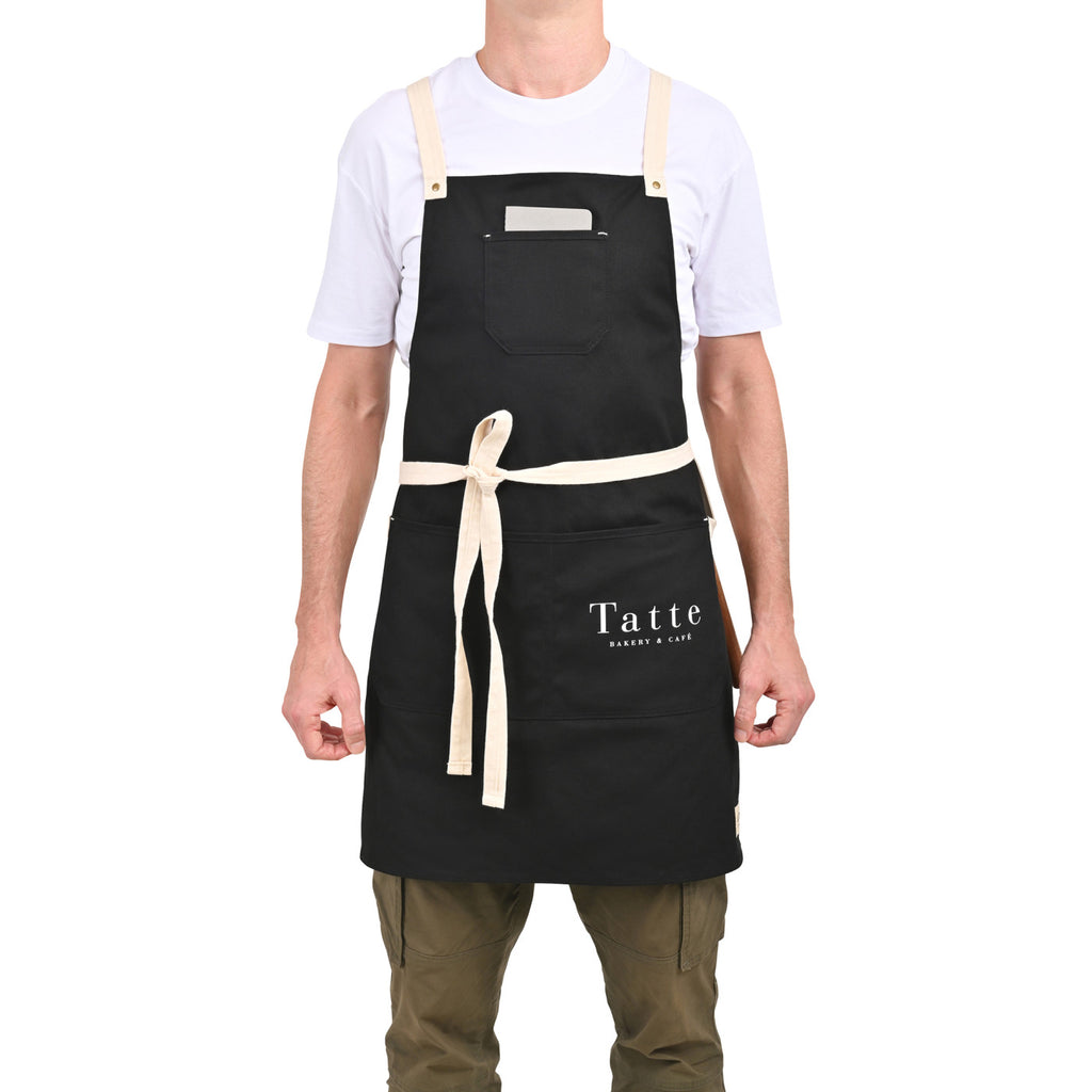 La Cuisine Cotton Prep Apron with Cross-Back Straps Embroidery - Black - View 4