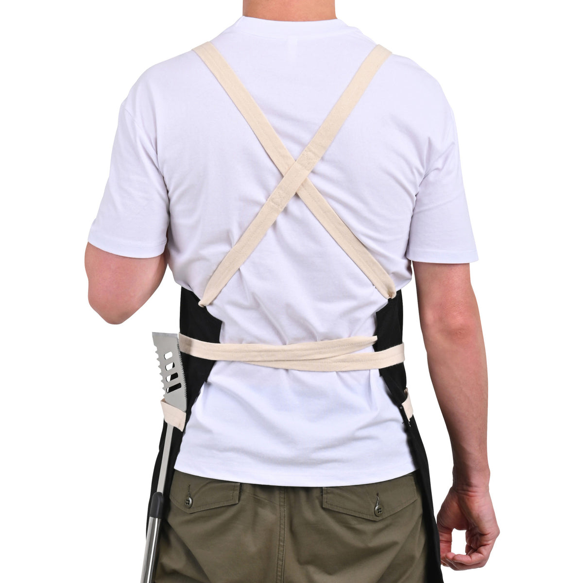 La Cuisine Cotton Prep Apron with Cross-Back Straps Embroidery - Black - View 6