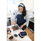 La Cuisine Cotton Prep Apron with Cross-Back Straps Transfer - Navy - View 2