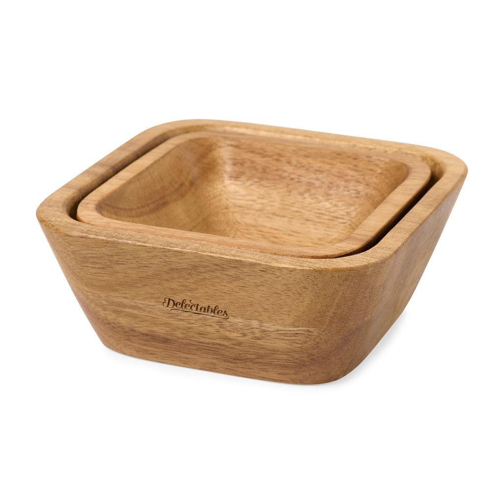 La Cuisine Nesting Snack Bowl Set in Acacia Laser Engraving - Wood - View 1