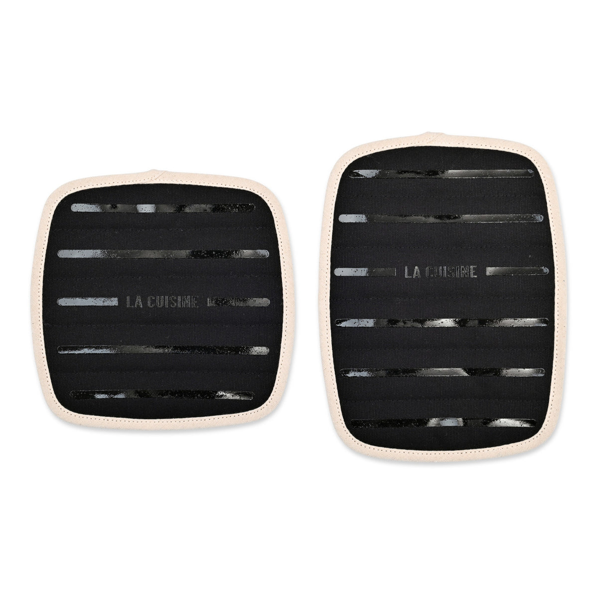 La Cuisine Potholder Set of Two with Silicone Grip - Black - View 2