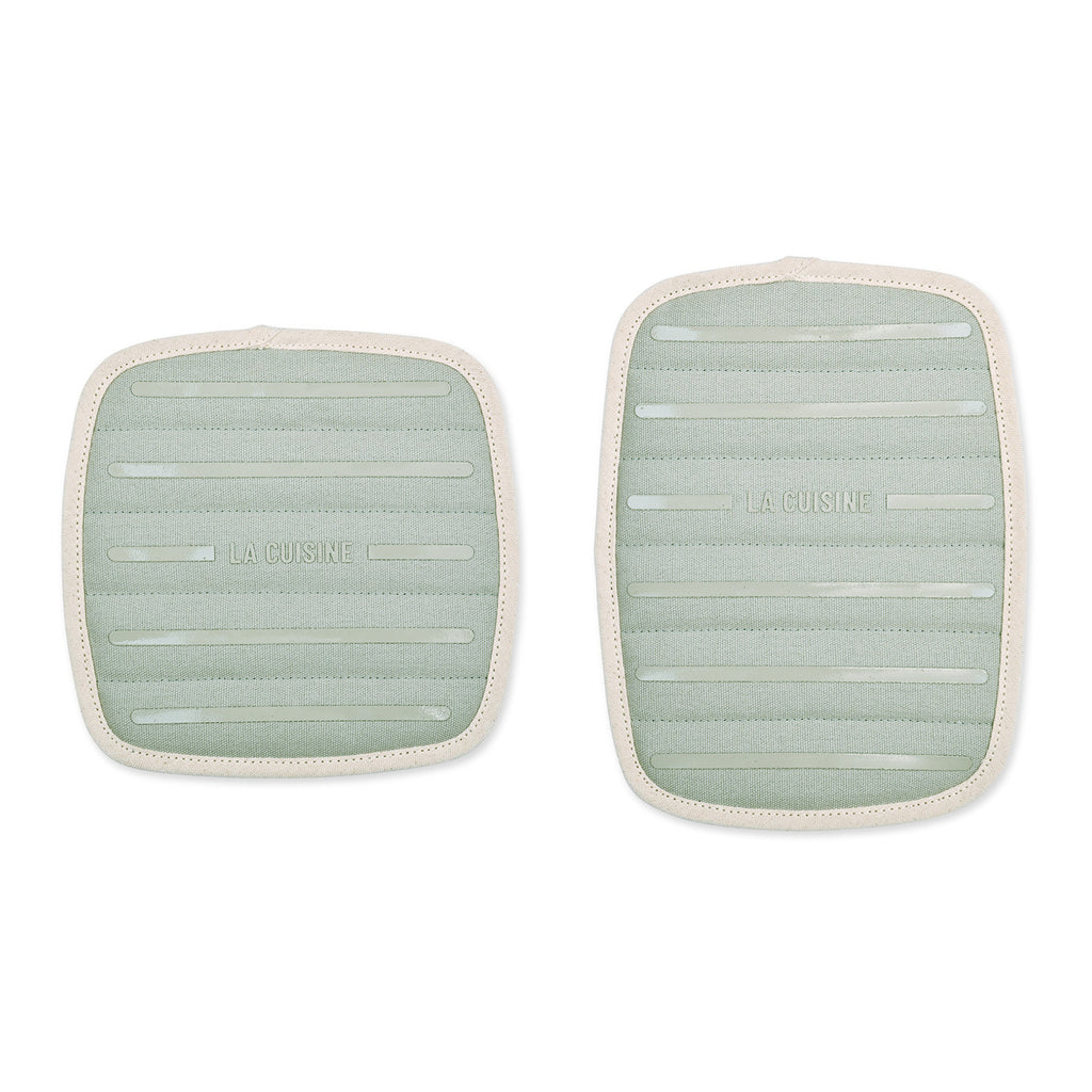 La Cuisine Potholder Set of Two with Silicone Grip - Grey - View 2