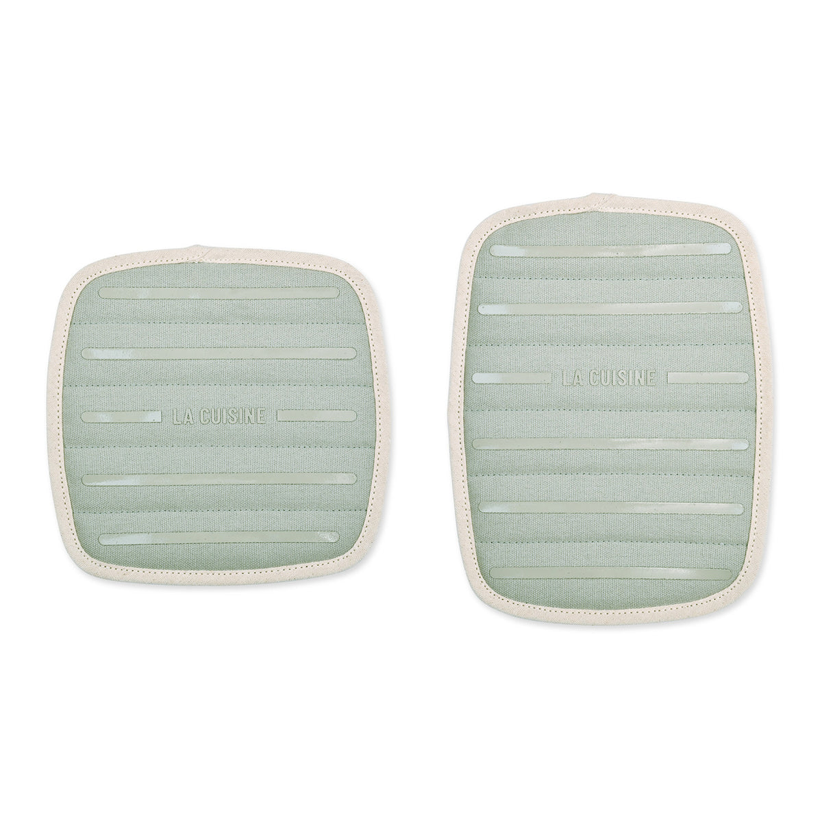 La Cuisine Potholder Set of Two with Silicone Grip Transfer - Grey - View 2