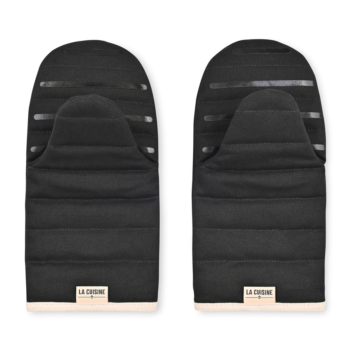 La Cuisine Recycled Cotton Oven Mitt Set - Black - View 2
