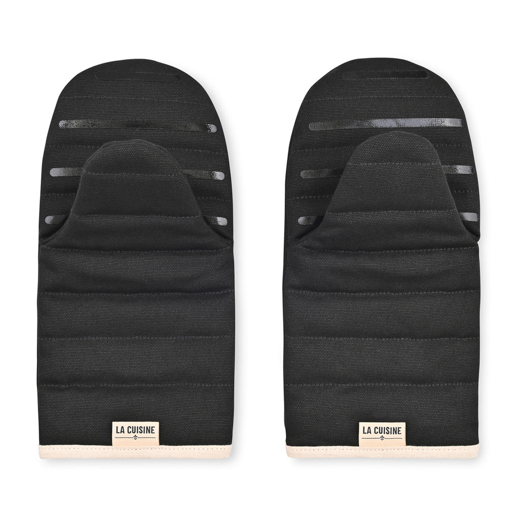 La Cuisine Recycled Cotton Oven Mitt Set Transfer - Black - View 2
