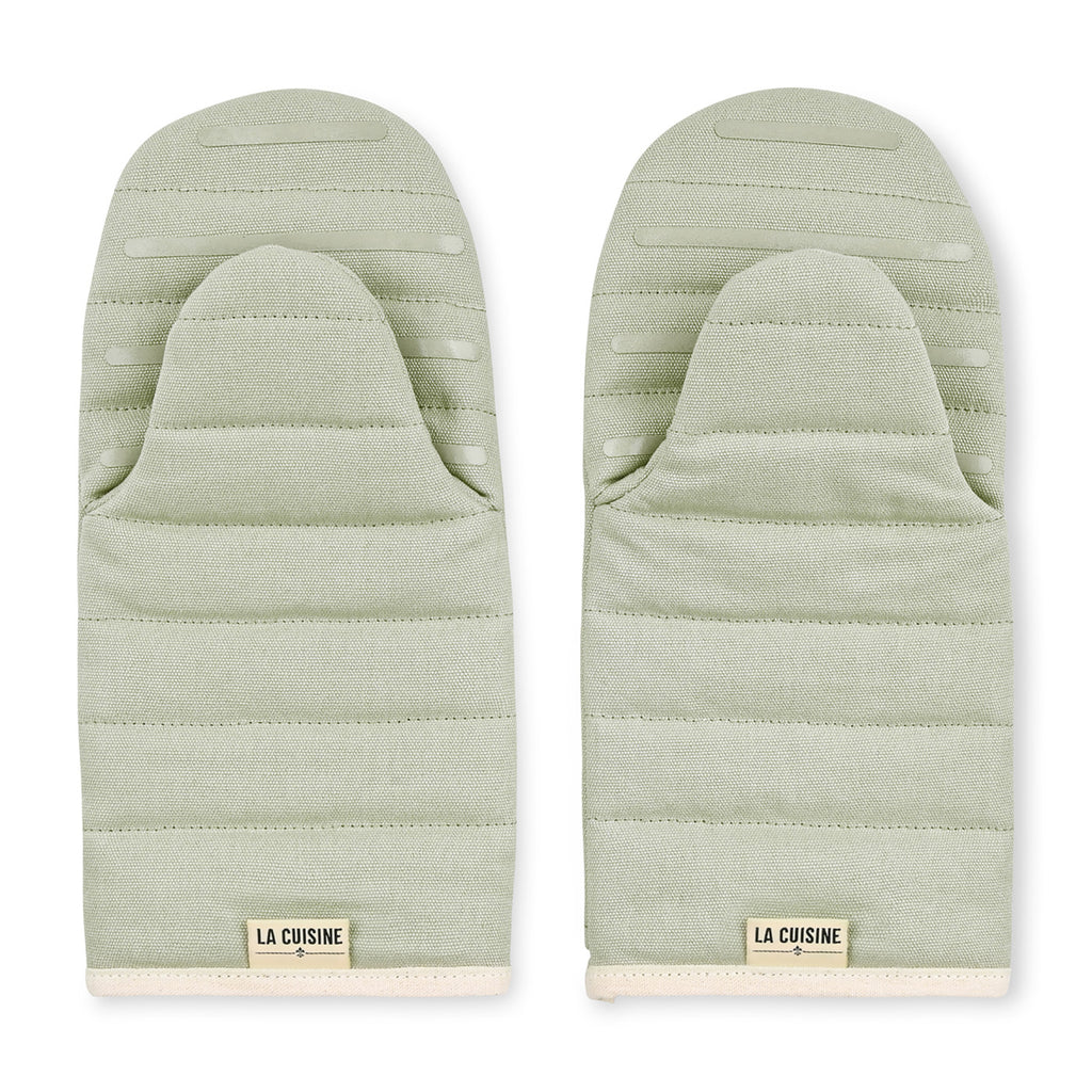 La Cuisine Recycled Cotton Oven Mitt Set Transfer - Light Grey - View 2