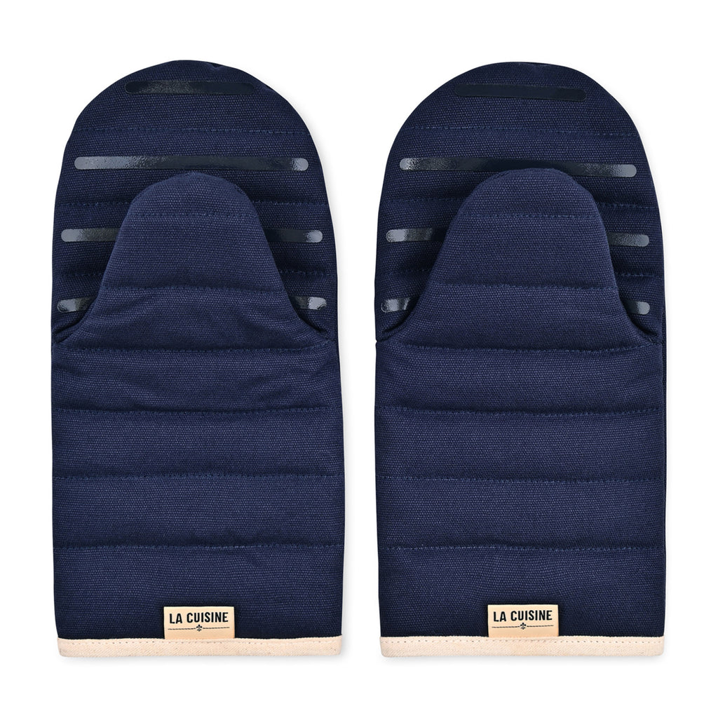 La Cuisine Recycled Cotton Oven Mitt Set Transfer - Navy - View 2