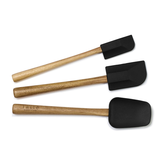 La Cuisine Silicone Baking Spatula Set with Acacia Handles Laser Engraving
