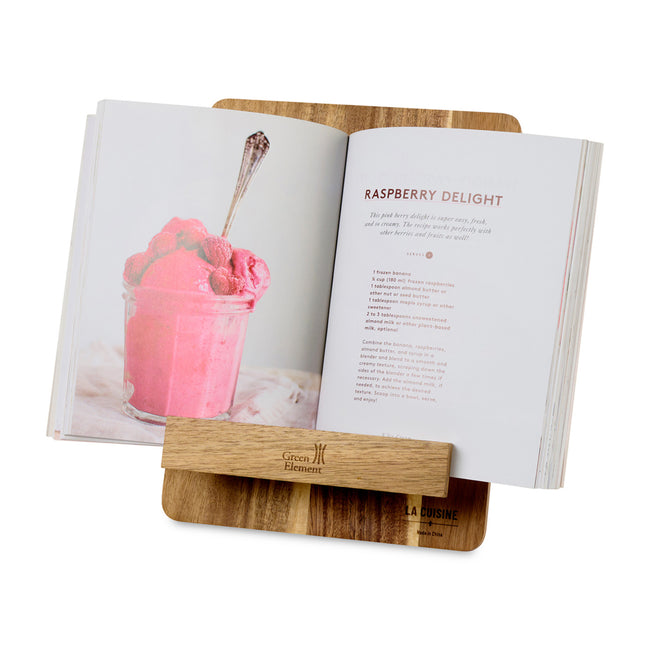 La Cuisine Sous Chef Recipe Stand in Acacia Laser Engraving