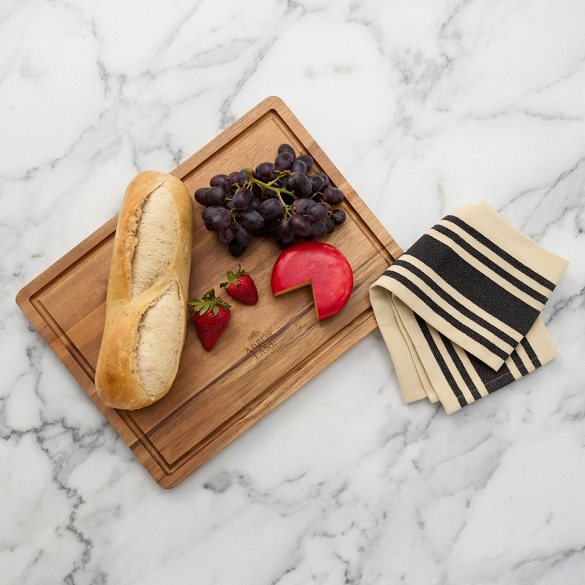 La Cuisine Striped Cotton Kitchen Towel, 28 x 18 Inches - Black - View 4