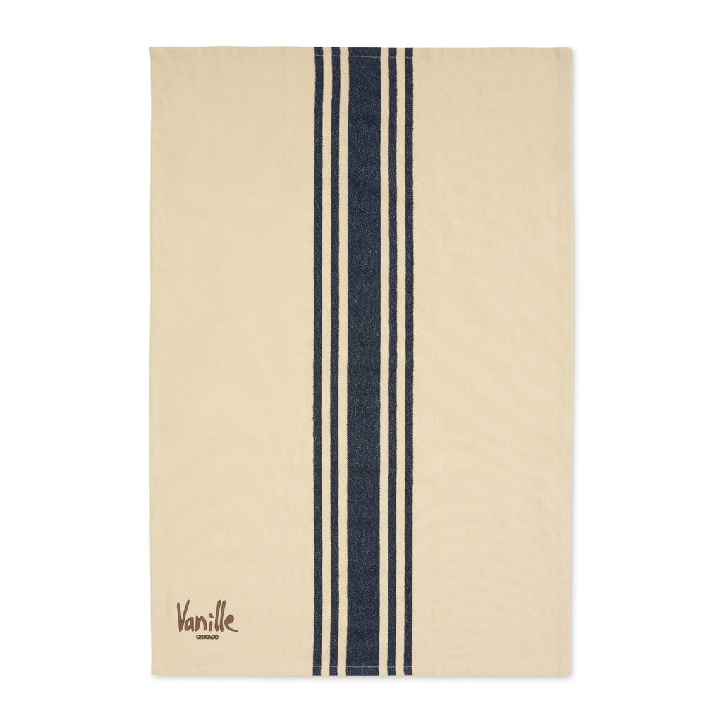 La Cuisine Striped Cotton Kitchen Towel, 28 x 18 Inches - Navy - View 2