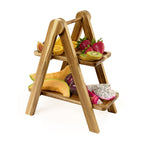 La Cuisine Two Tier Serving Tray in Acacia Laser Engraving - Wood - View 2