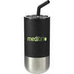 Lagom Insulated Tumbler with Steel Straw, 16 oz - Black - Front