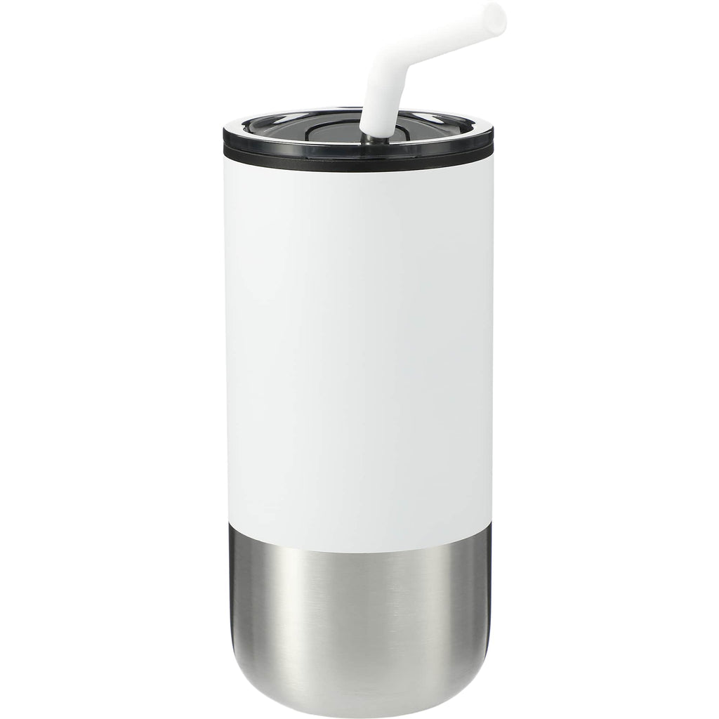 Lagom Insulated Tumbler with Steel Straw, 16 oz - White - Front