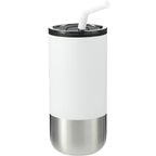 Lagom Insulated Tumbler with Steel Straw, 16 oz - White - Front