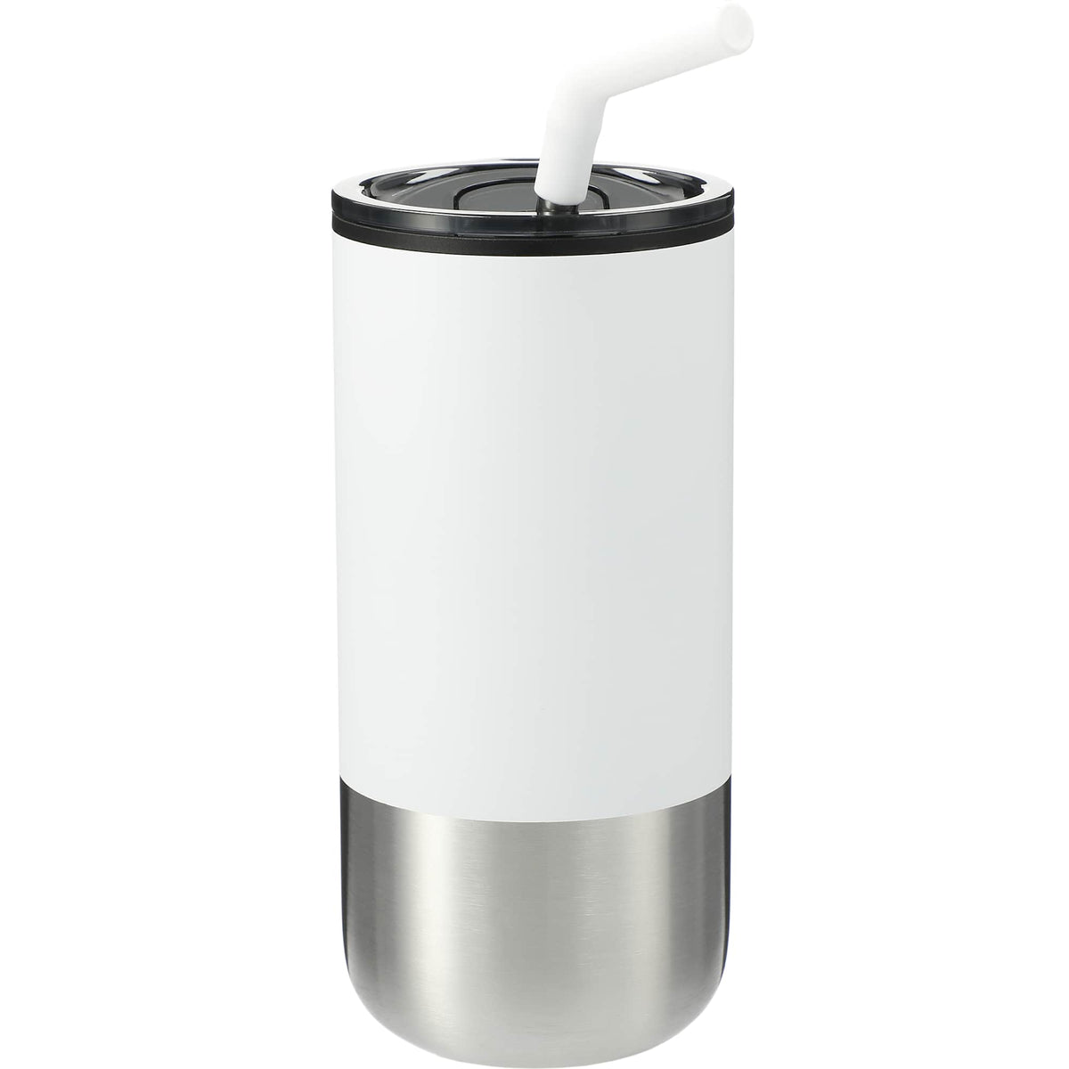 Lagom Insulated Tumbler with Steel Straw, 16 oz - White - Front