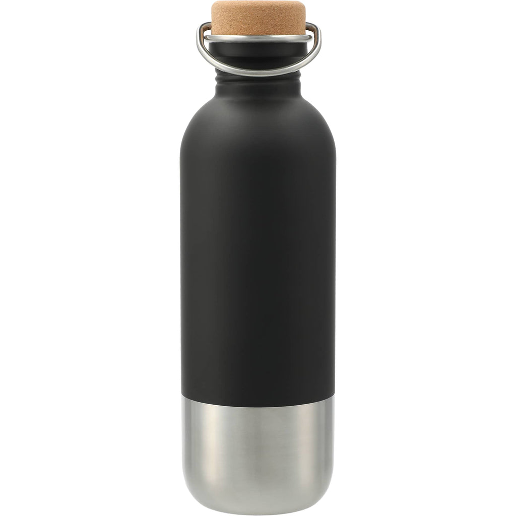 Lagom Stainless Steel Bottle with Cork Lid, 27 oz - Black - Back
