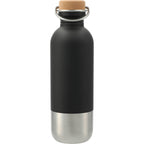 Lagom Stainless Steel Bottle with Cork Lid, 27 oz - Black - Back