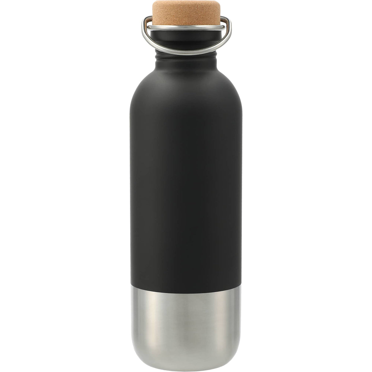 Lagom Stainless Steel Bottle with Cork Lid, 27 oz - Black - Back