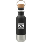 Lagom Stainless Steel Bottle with Cork Lid, 27 oz - Black - Front