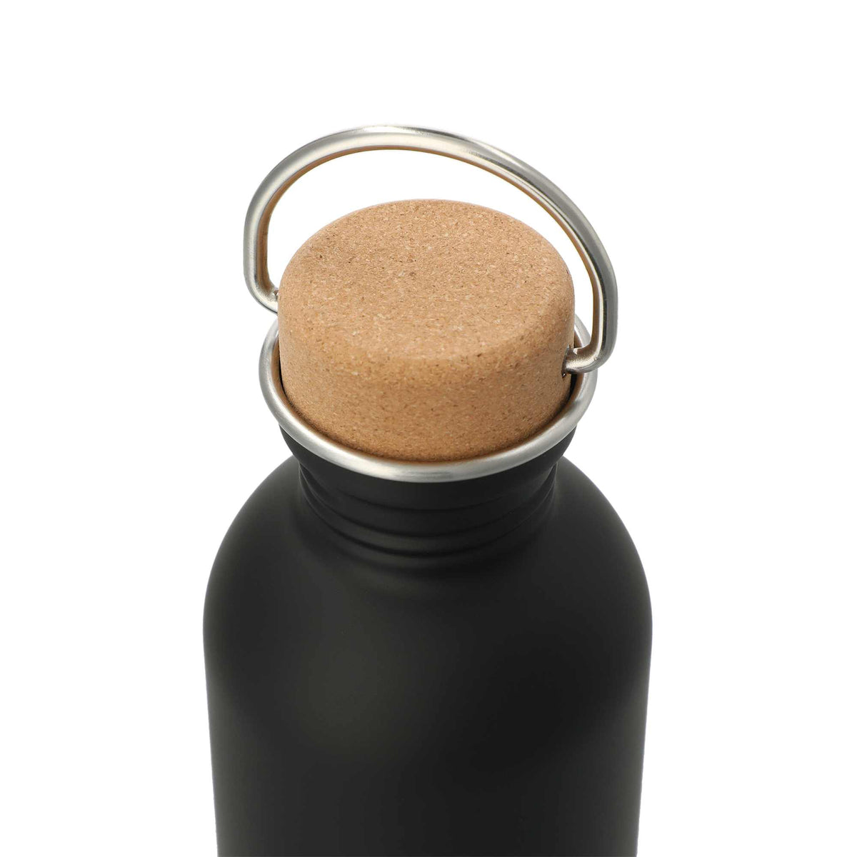 Lagom Stainless Steel Bottle with Cork Lid, 27 oz - Black - Left Angle