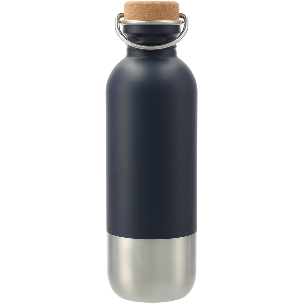 Lagom Stainless Steel Bottle with Cork Lid, 27 oz - Navy - Back