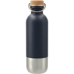 Lagom Stainless Steel Bottle with Cork Lid, 27 oz - Navy - Back