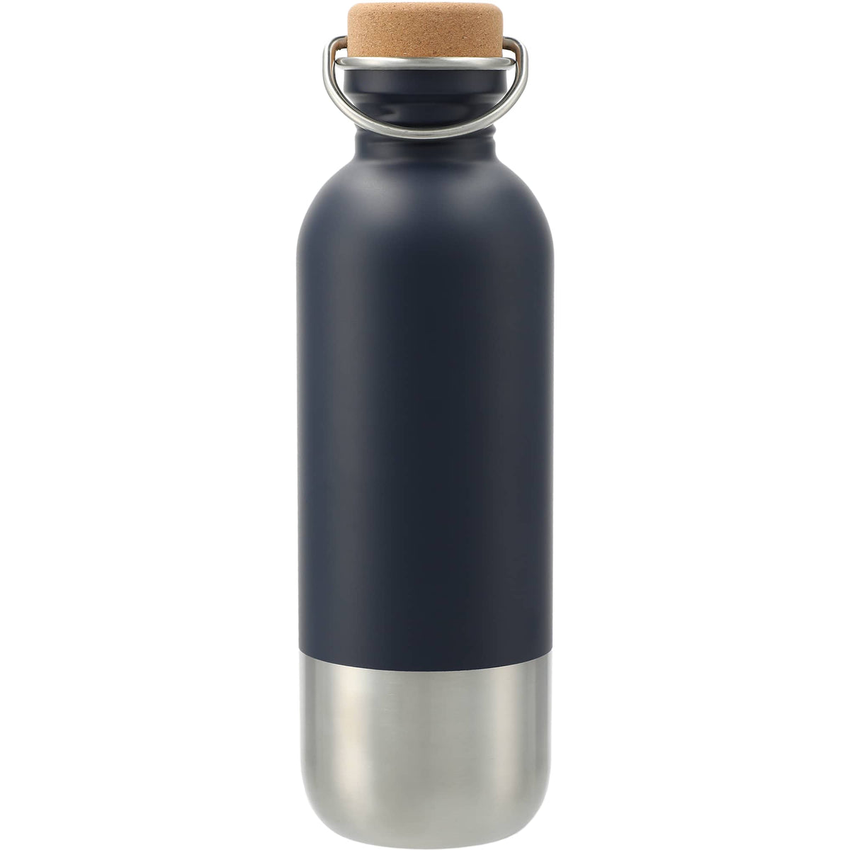 Lagom Stainless Steel Bottle with Cork Lid, 27 oz - Navy - Back