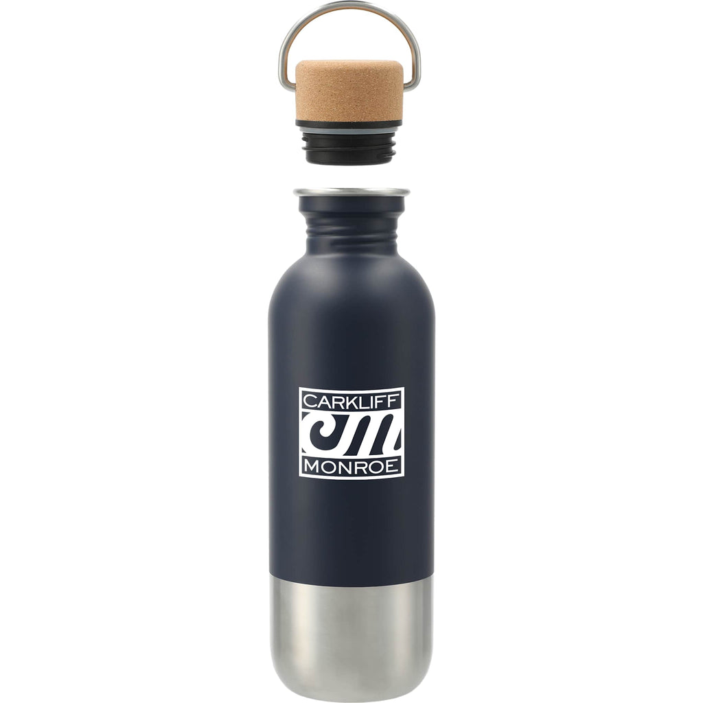 Lagom Stainless Steel Bottle with Cork Lid, 27 oz - Navy - Front