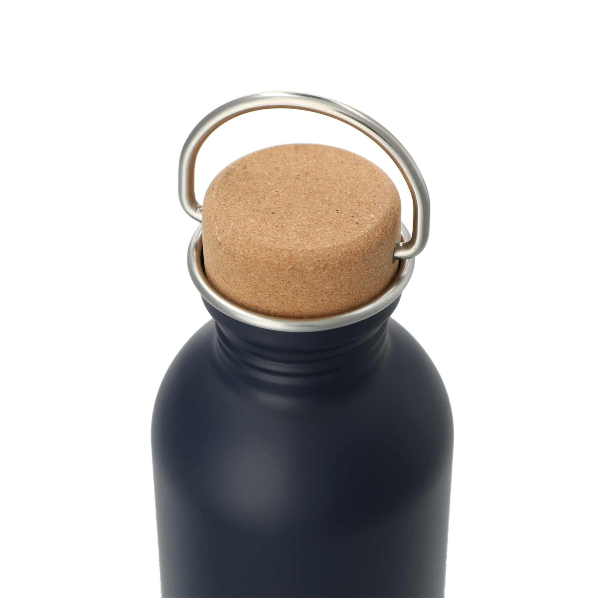 Lagom Stainless Steel Bottle with Cork Lid, 27 oz - Navy - Left Angle