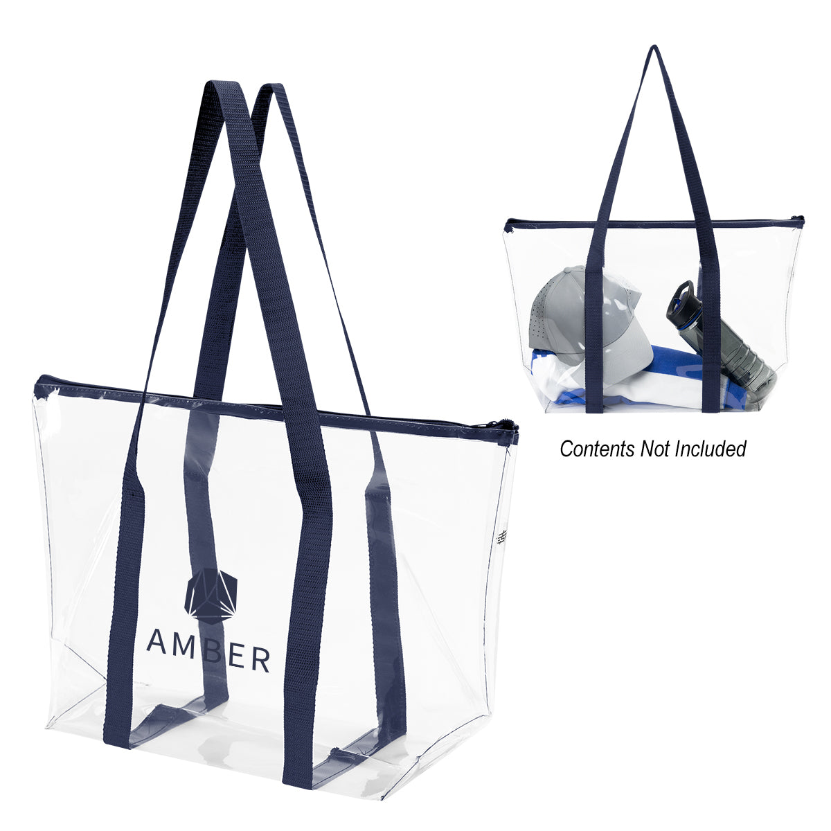 Laguna Beach Tote Bag, Clear - Navy - Silk Screen