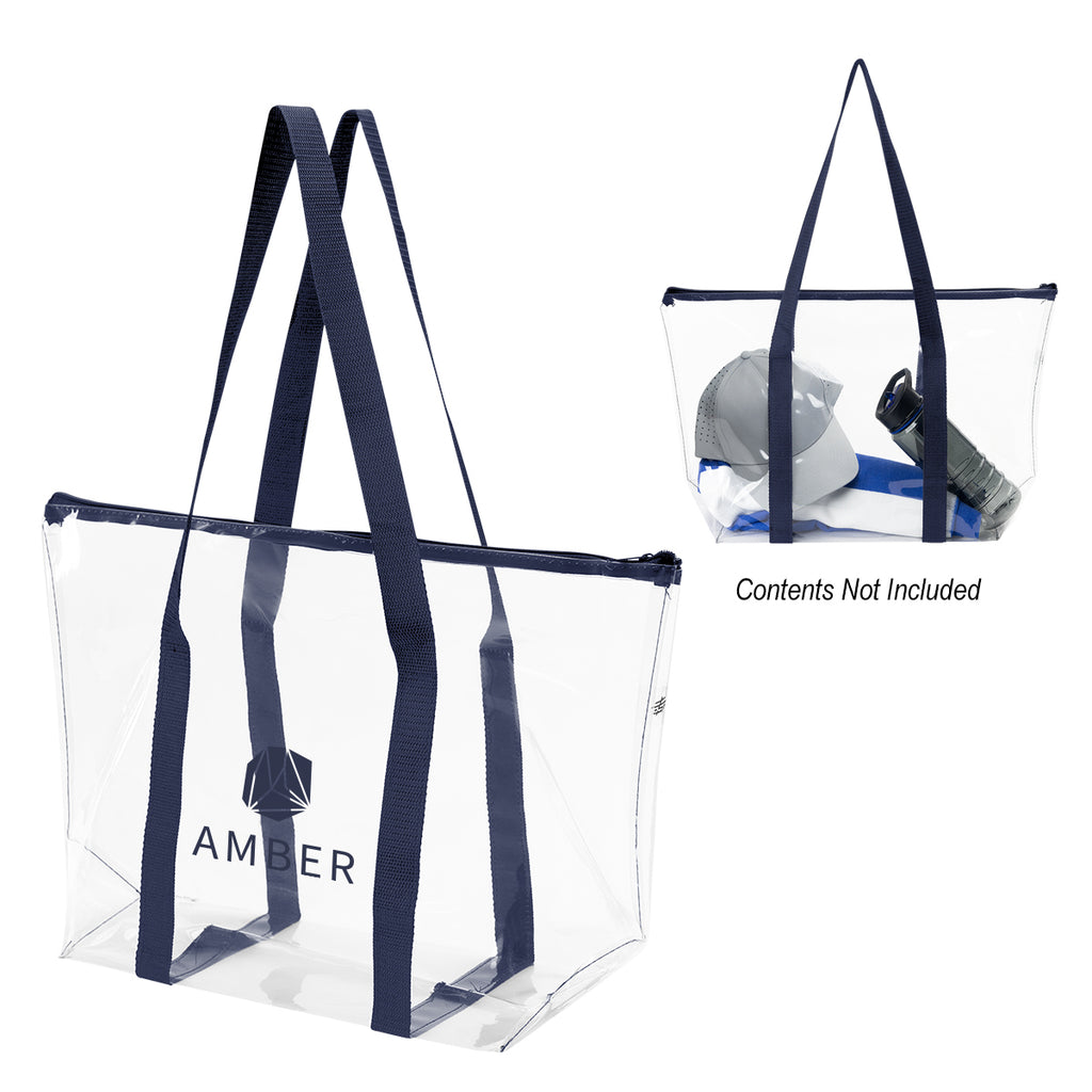 Laguna Beach Tote Bag, Clear - Navy - Silk Screen