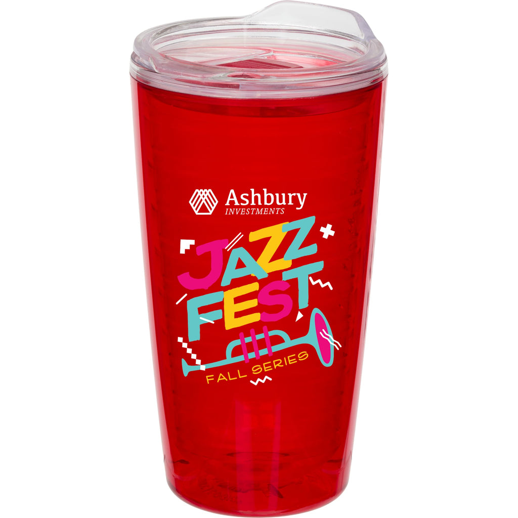 Lakeside Tritan Tumbler with Slide Lid, 16 oz Full Color - Red - Front