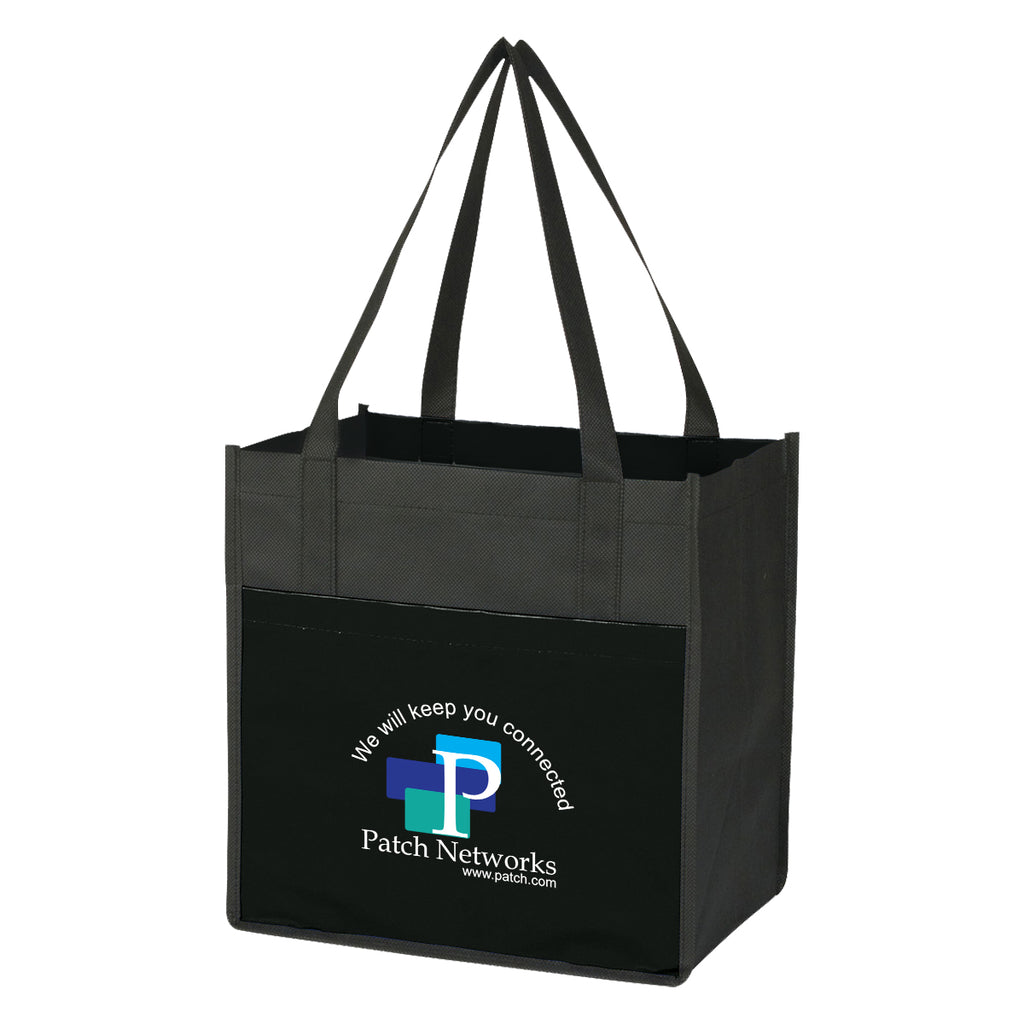 Lami-Combo Non-Woven Shopper Tote Bag, Recycled - Black - Colorbrite