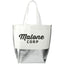 Laminated Tote with Metallic Silver Base, Large - White/Silver - Front