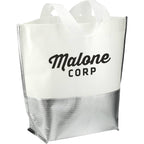 Laminated Tote with Metallic Silver Base, Large - White/Silver - Right Angle 2