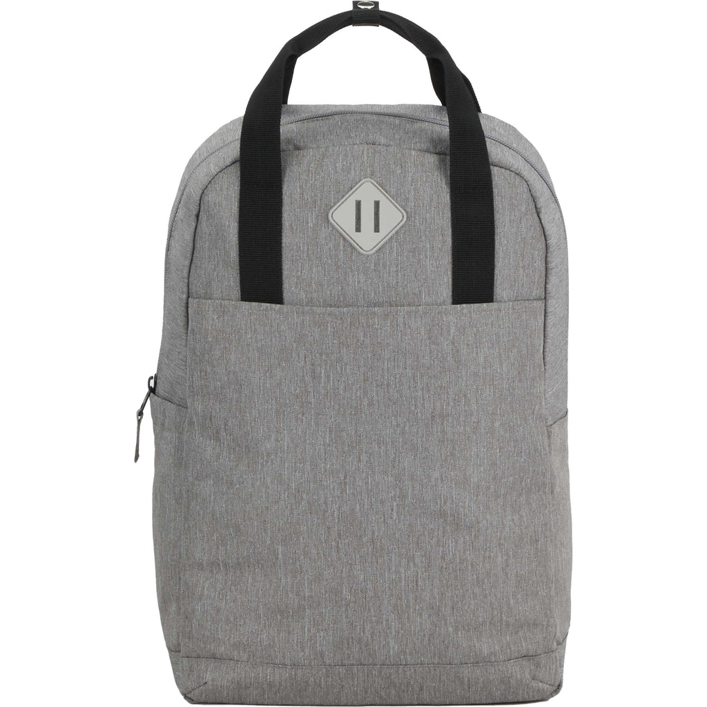 Lanier Color Block Laptop Backpack, 15 Inch Embroidery - Gray - Front
