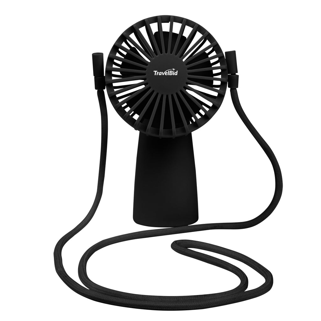 Lanyard Fan in Recycled ABS - Black - Pad Print