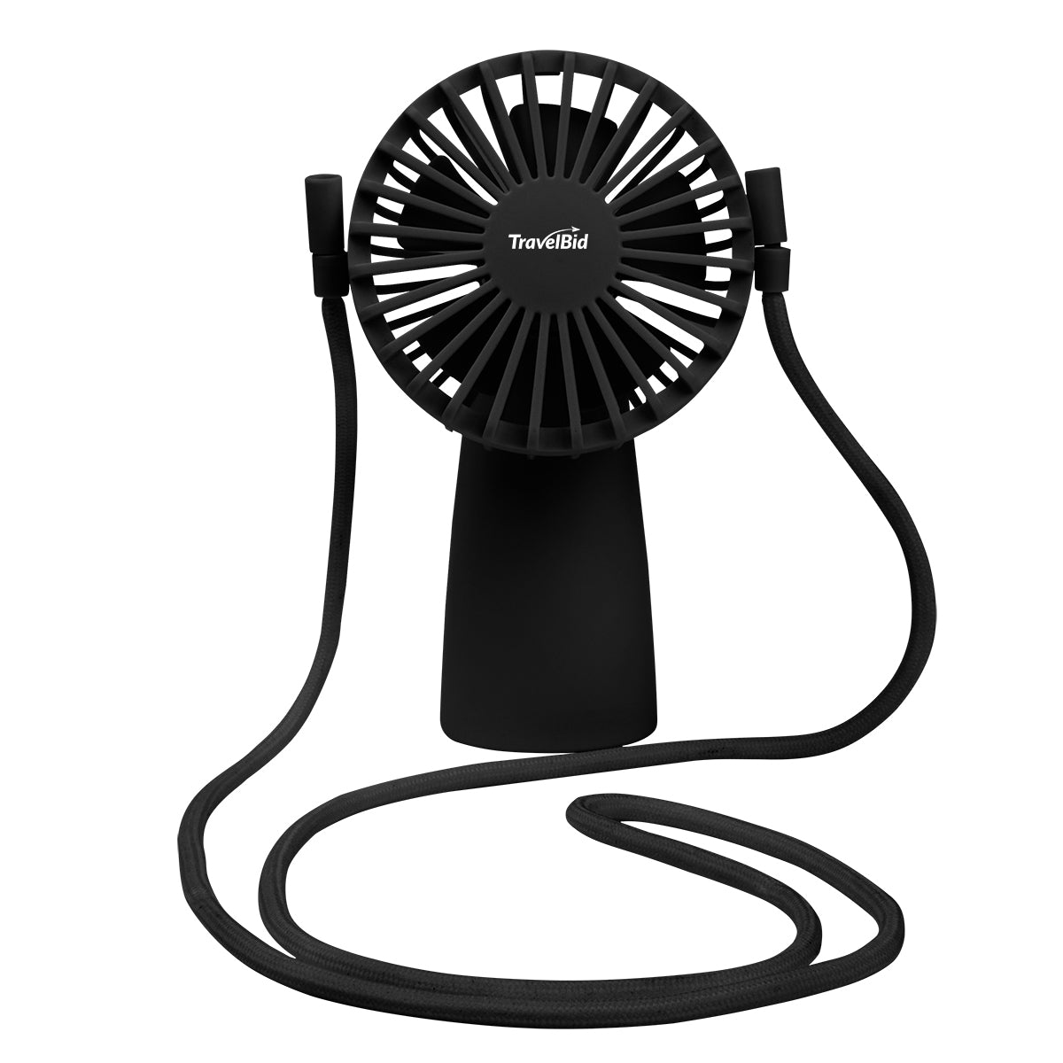 Lanyard Fan in Recycled ABS - Black - Pad Print